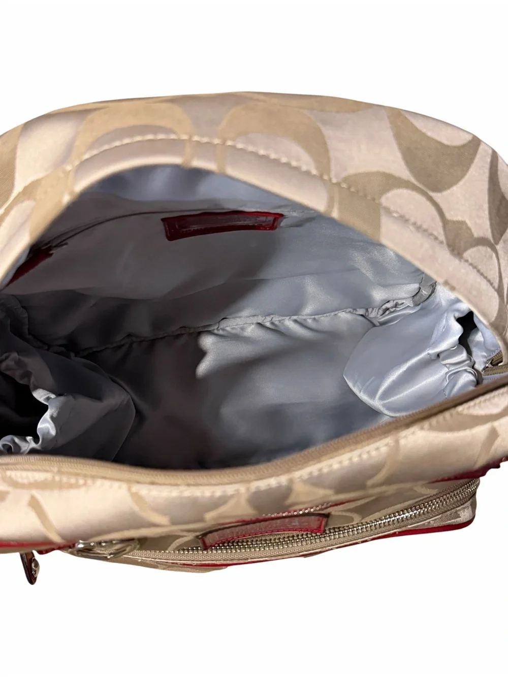 Coach F20046 Poppy Signature Canvas Backpack Red Patent